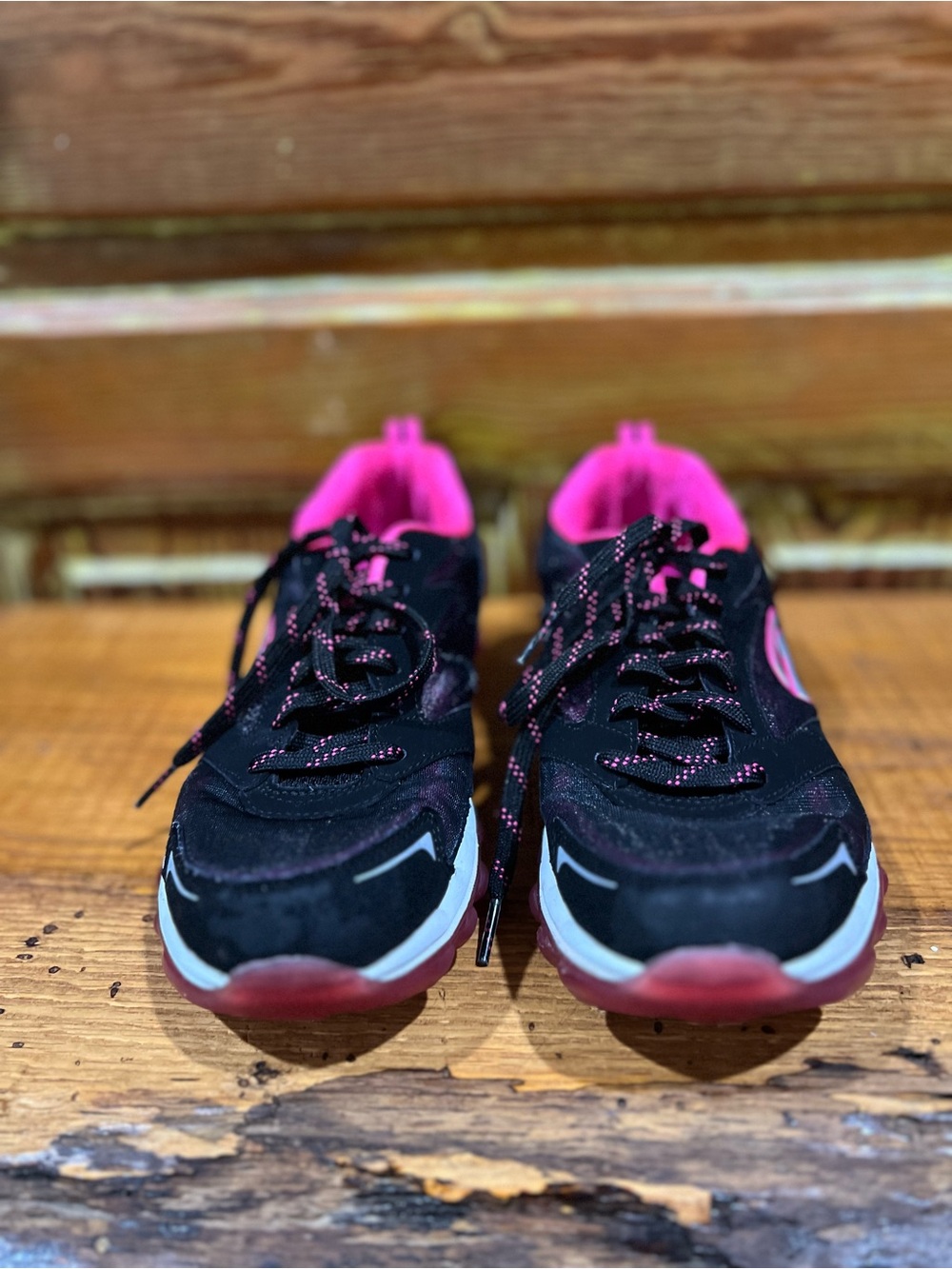 Skechers Black Athletic Sneakers with Pink Accents - Picture 4 of 11